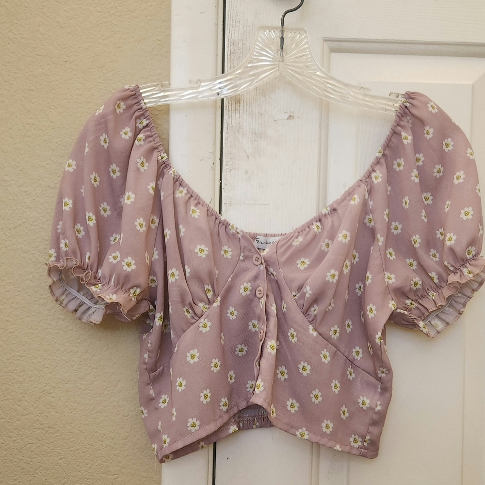 Purple daisy crop top